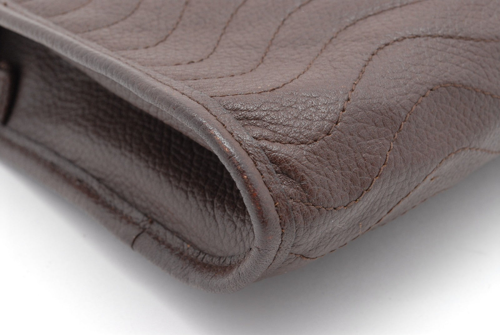 Saint Laurent Yves Leather Clutch Bag - Brown, Leather 