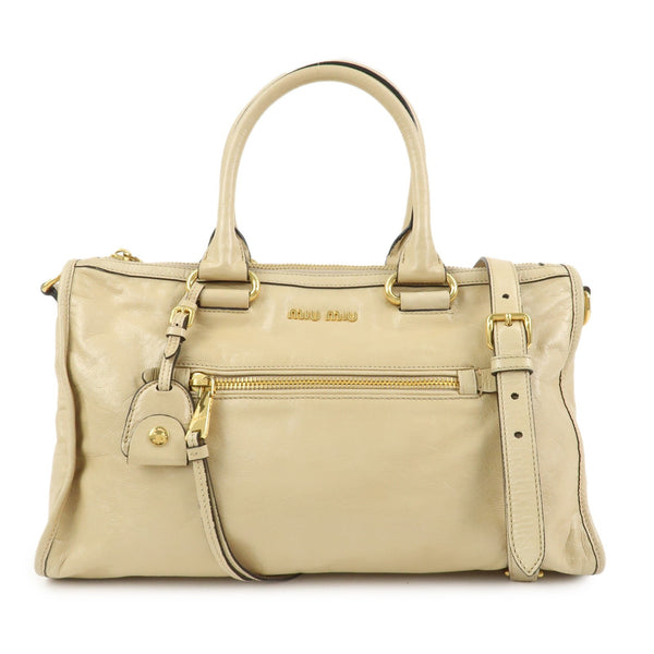 Miu Miu Logo Leather 2Way Bag - Beige, Leather 