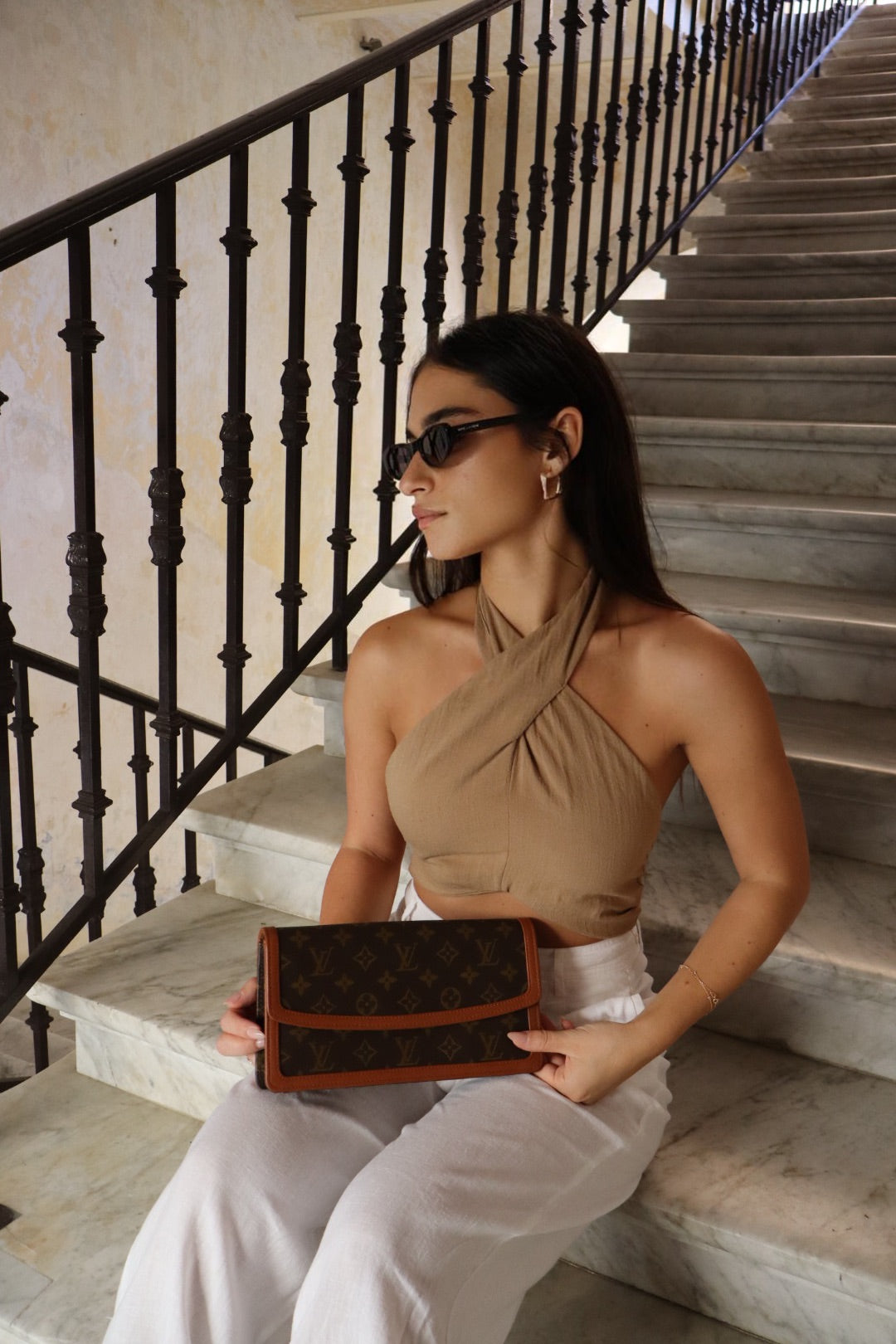 Louis Vuitton Monogram Pochette Dam PM Leather Brown Clutch bag