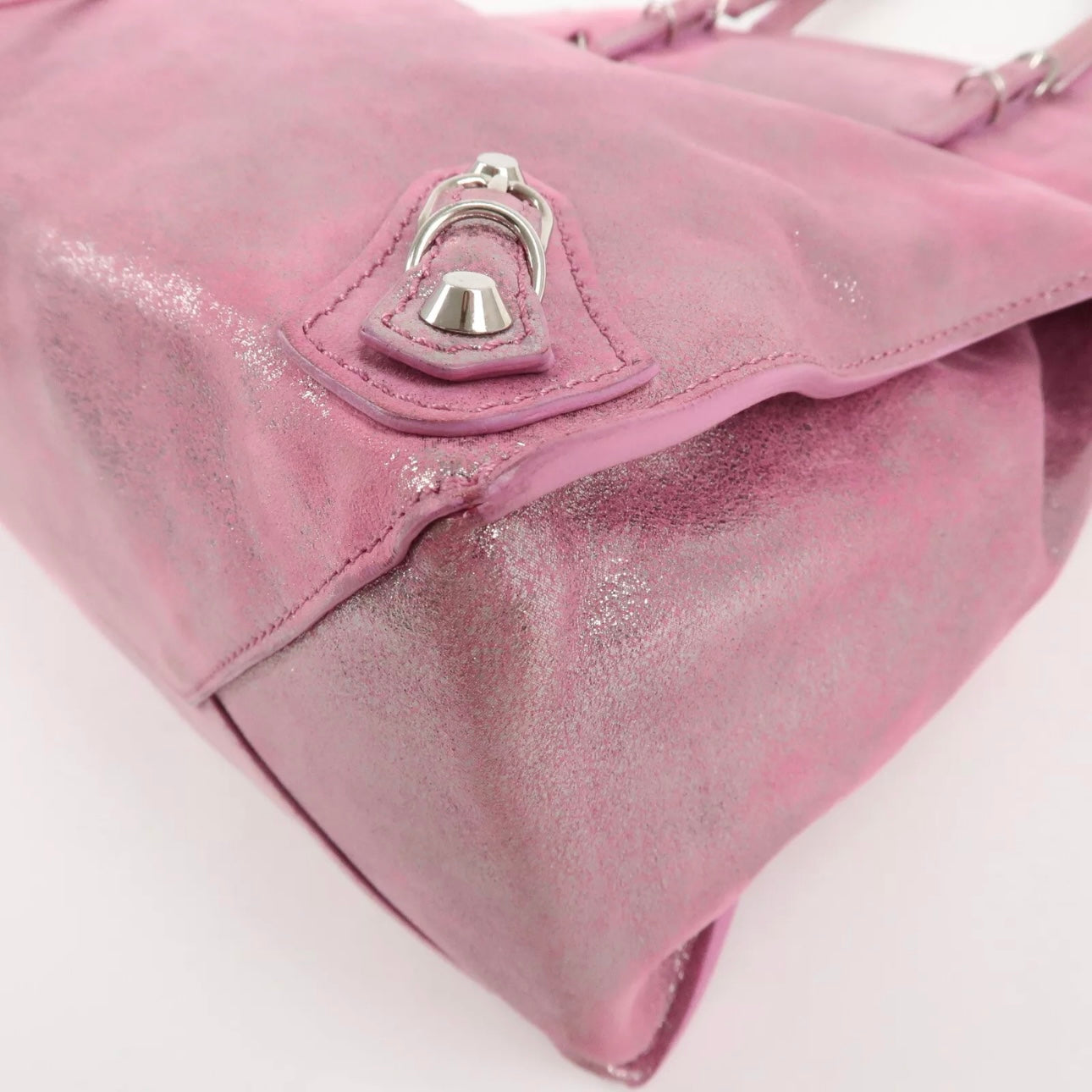 The Paper Leather Tote Bag Metallic Pink