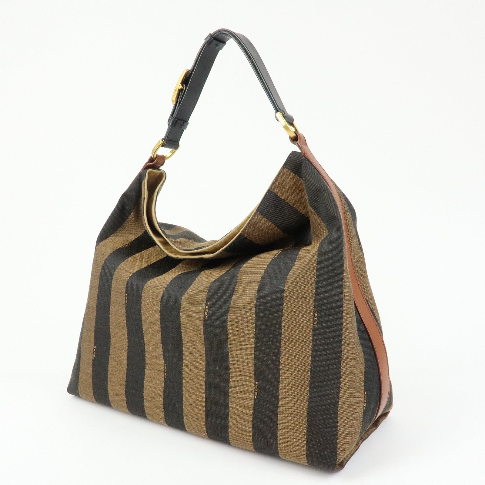 Fendi 8BR653 Shoulder Bag - Brown, Black, Canvas, Leather