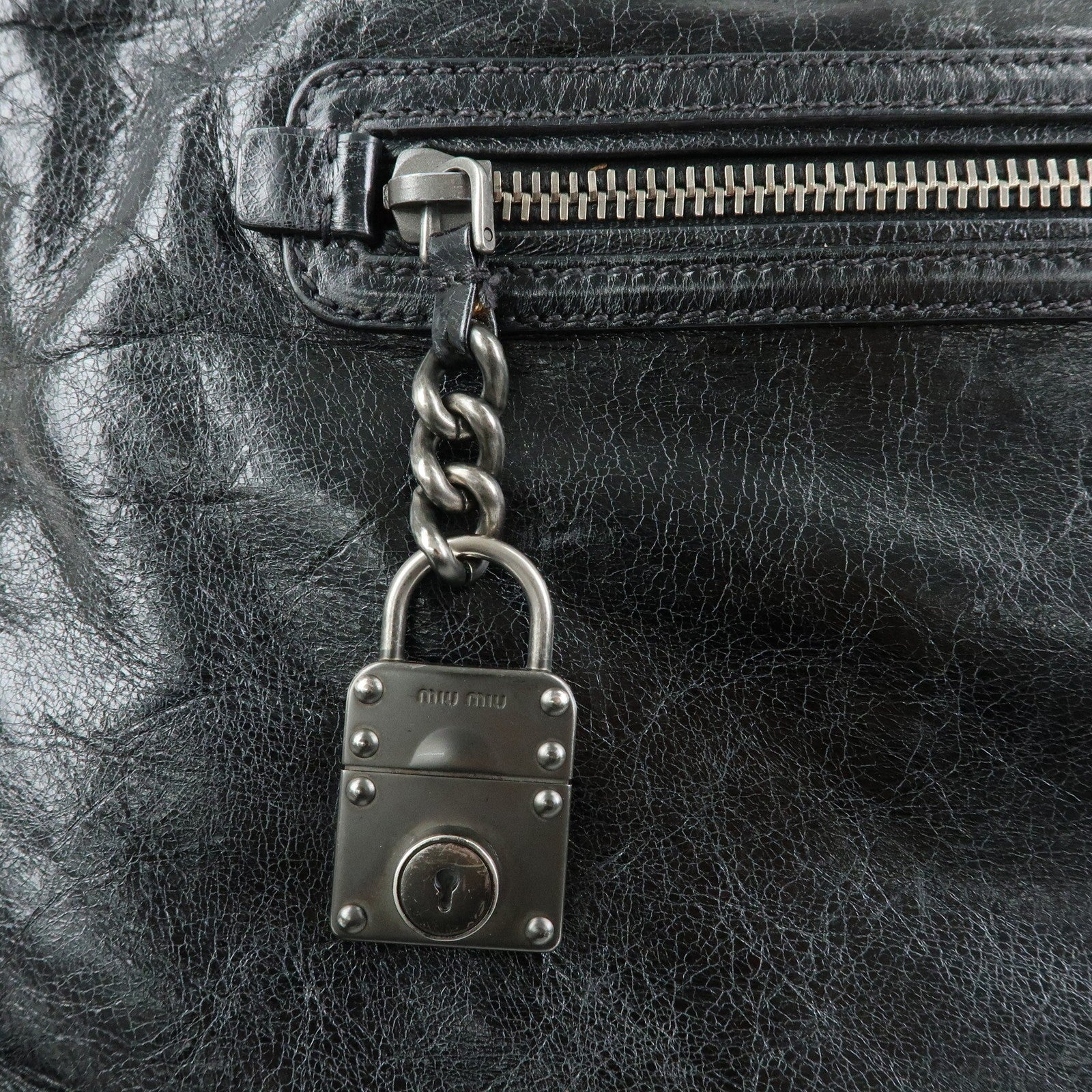 Miu Miu Leather Tote Bag - Black, Leather 