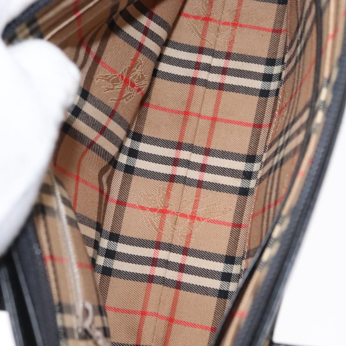 Burberry Nova Check Hand Bag - Black/Silver, Leather