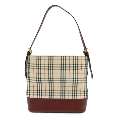 Burberry Shoulder Bag - Beige, Bordeaux, Canvas Leather