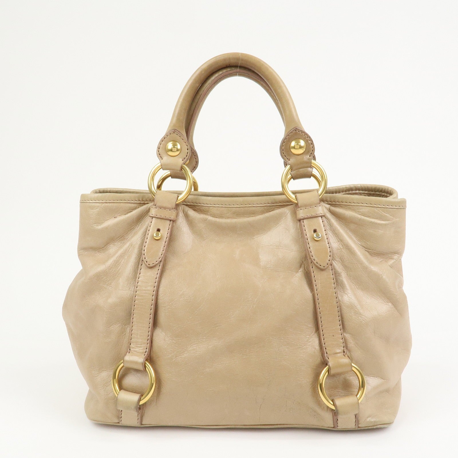 Miu Miu 2Way Hand Bag - Beige, Leather