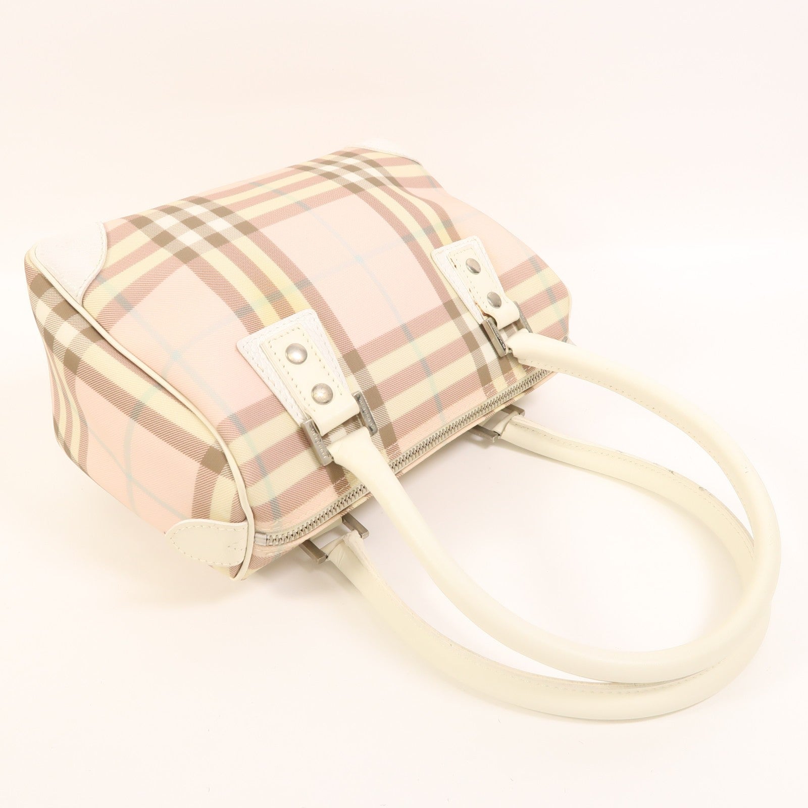 Burberry SHW Hand Bag - Pink White, Coated Canvas