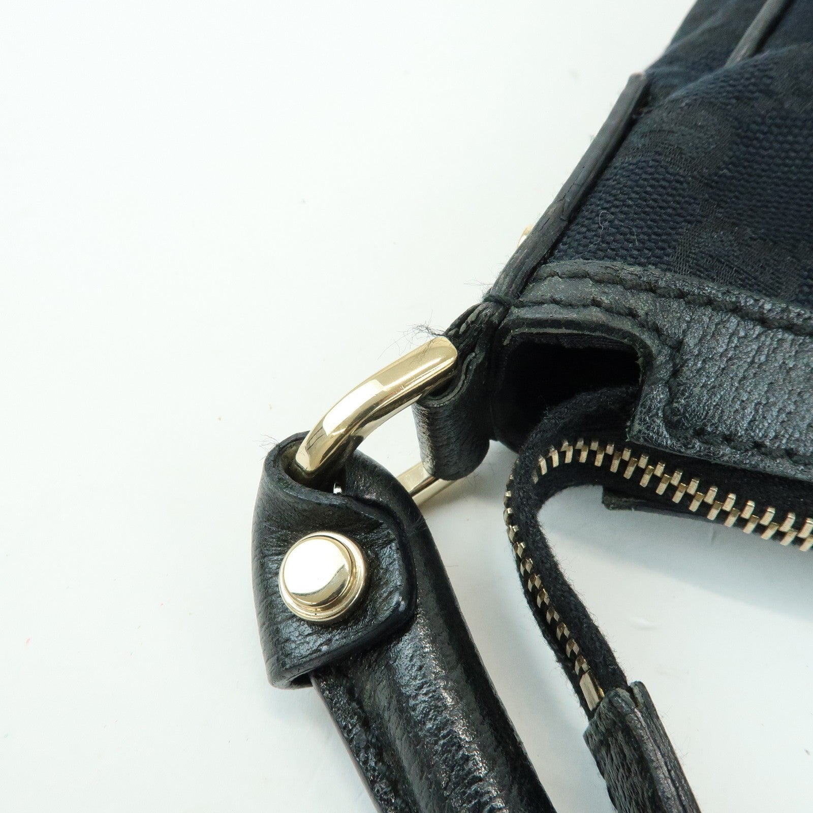 Gucci Shoulder Hand Bag - Black, GG Canvas, Leather