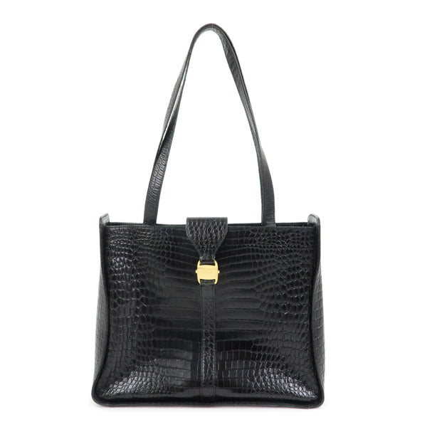 Ferragamo Vara Tote Bag - Black, Embossed Leather