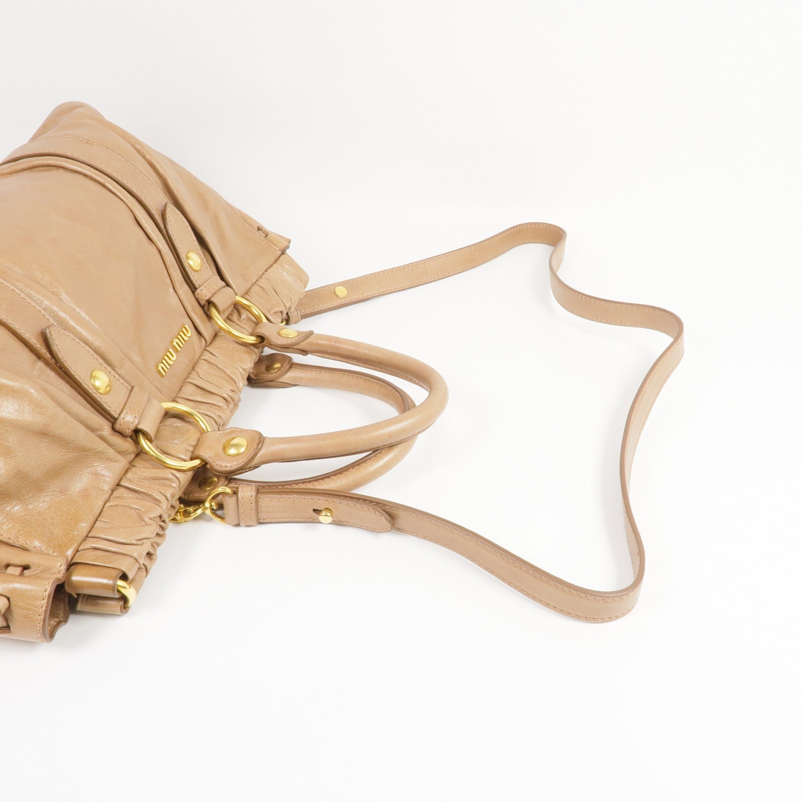 Miu Miu GHW 2 Way Shoulder Bag - Brown, Calfskin Leather 