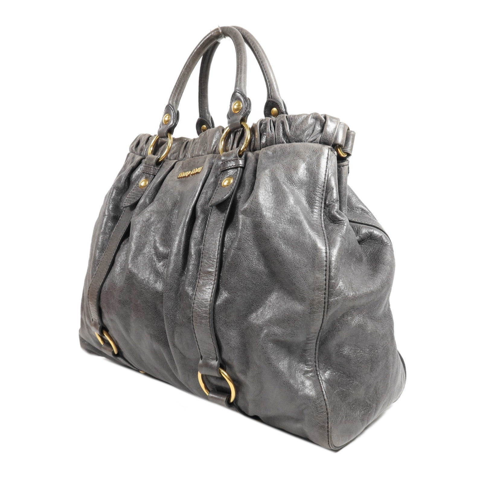 Miu Miu GHW Shoulder Bag - Grey, Calfskin Leather 