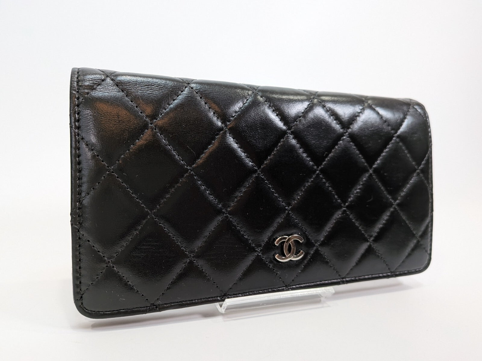 CHANEL Matelasse COCO Mark Long Wallet - Black, Lamb Skin