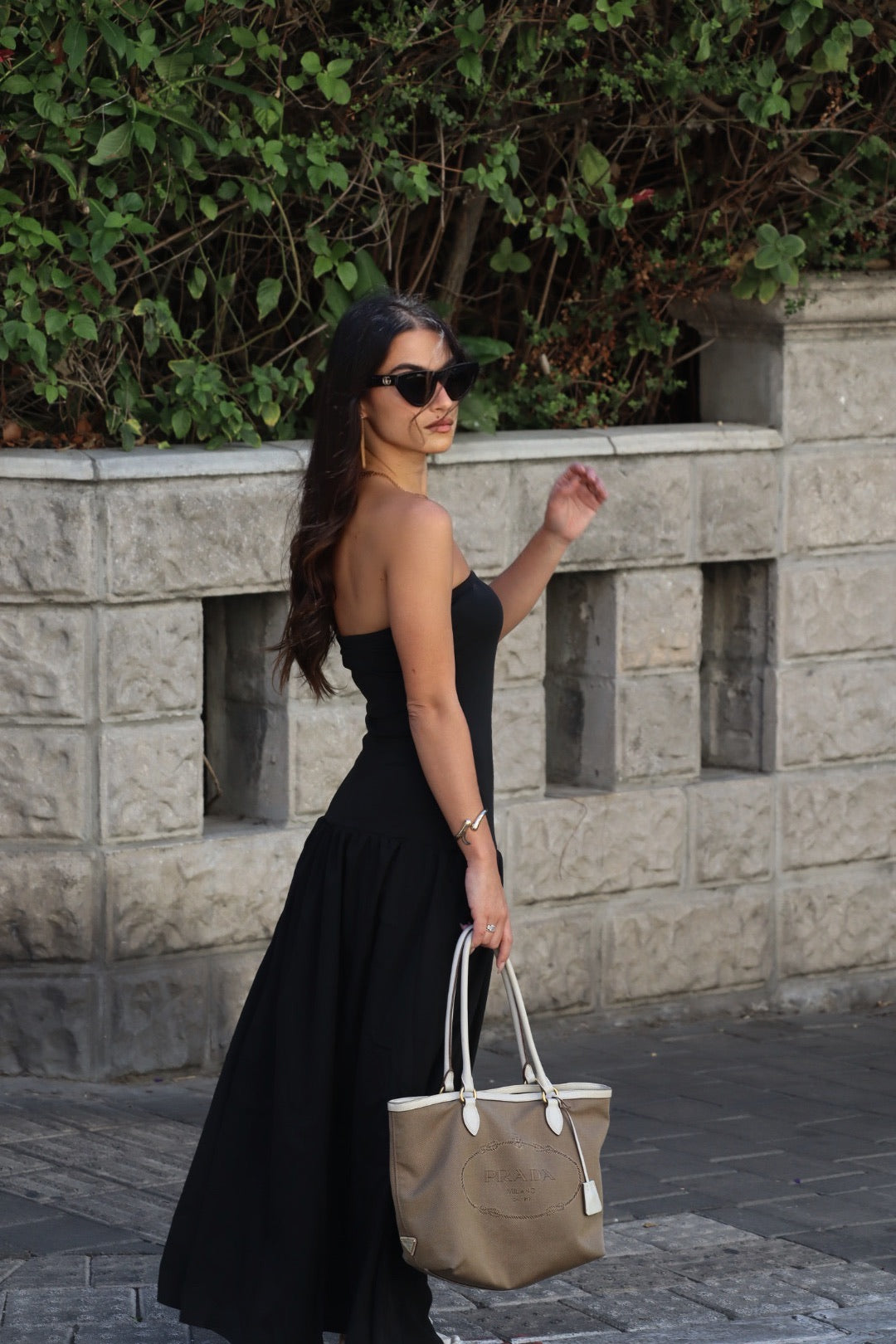 PRADA Jacquard Leather Tote Bag- Beige Ivory