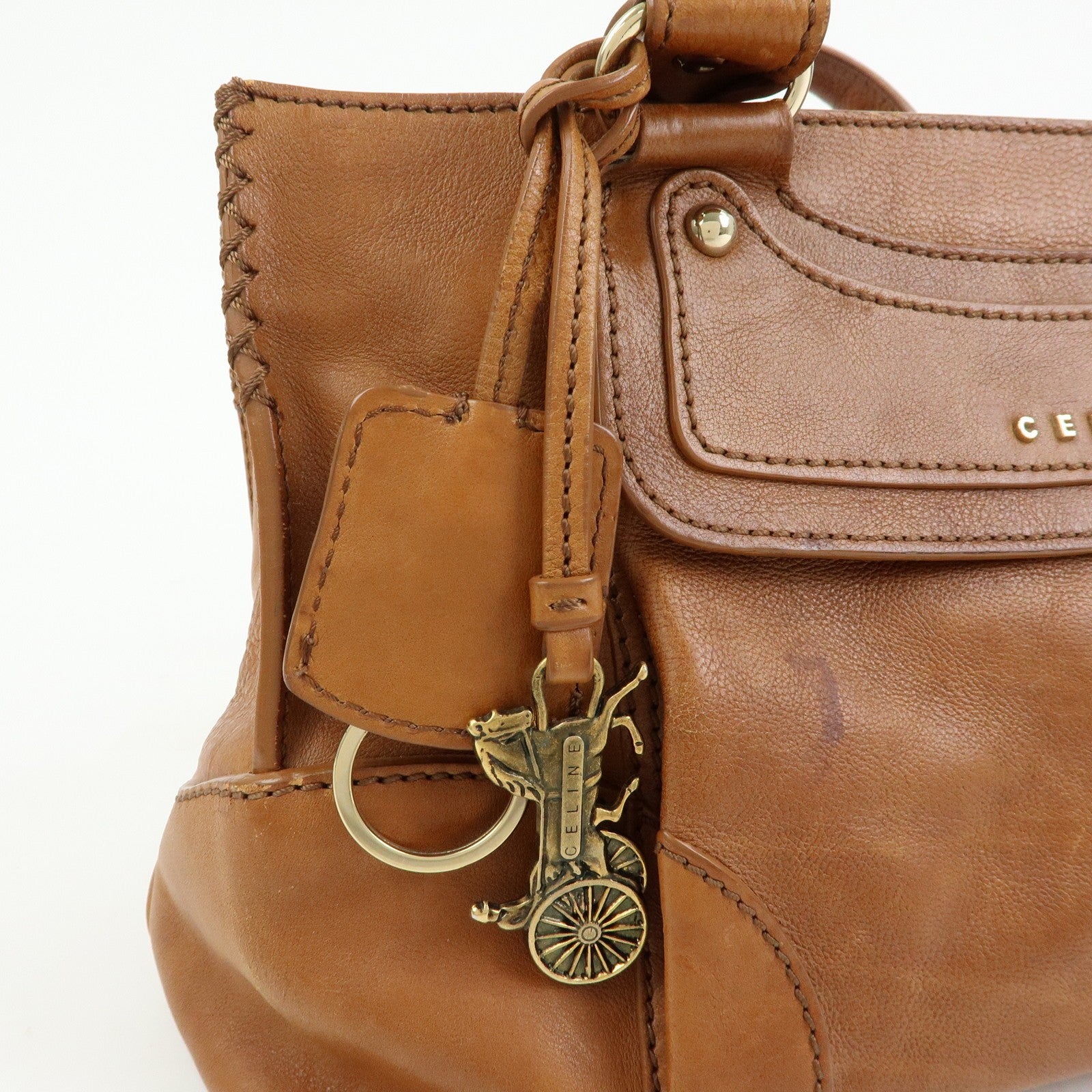 Celine Logo Leather Boogie Bag - Brown, Leather 