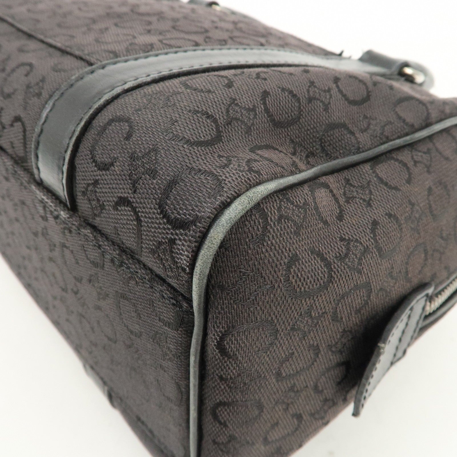 Celine C Macadam Boston Hand Bag - Black, Canvas, Leather 