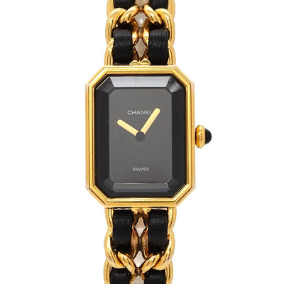 CHANEL Premiere Size L H0001 Watch - Black, Stainless steel/YGP,Leather
