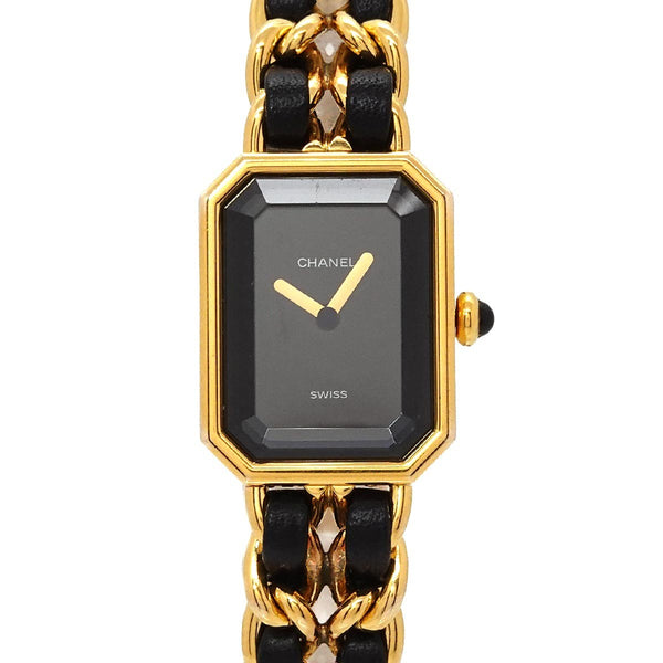 CHANEL Premiere Size L H0001 Watch - Black, Stainless steel/YGP,Leather