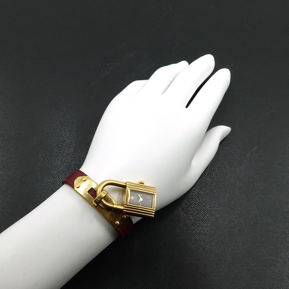 Hermès Kelly Watch - Bordeaux, Stainless steel/YGP,Leather