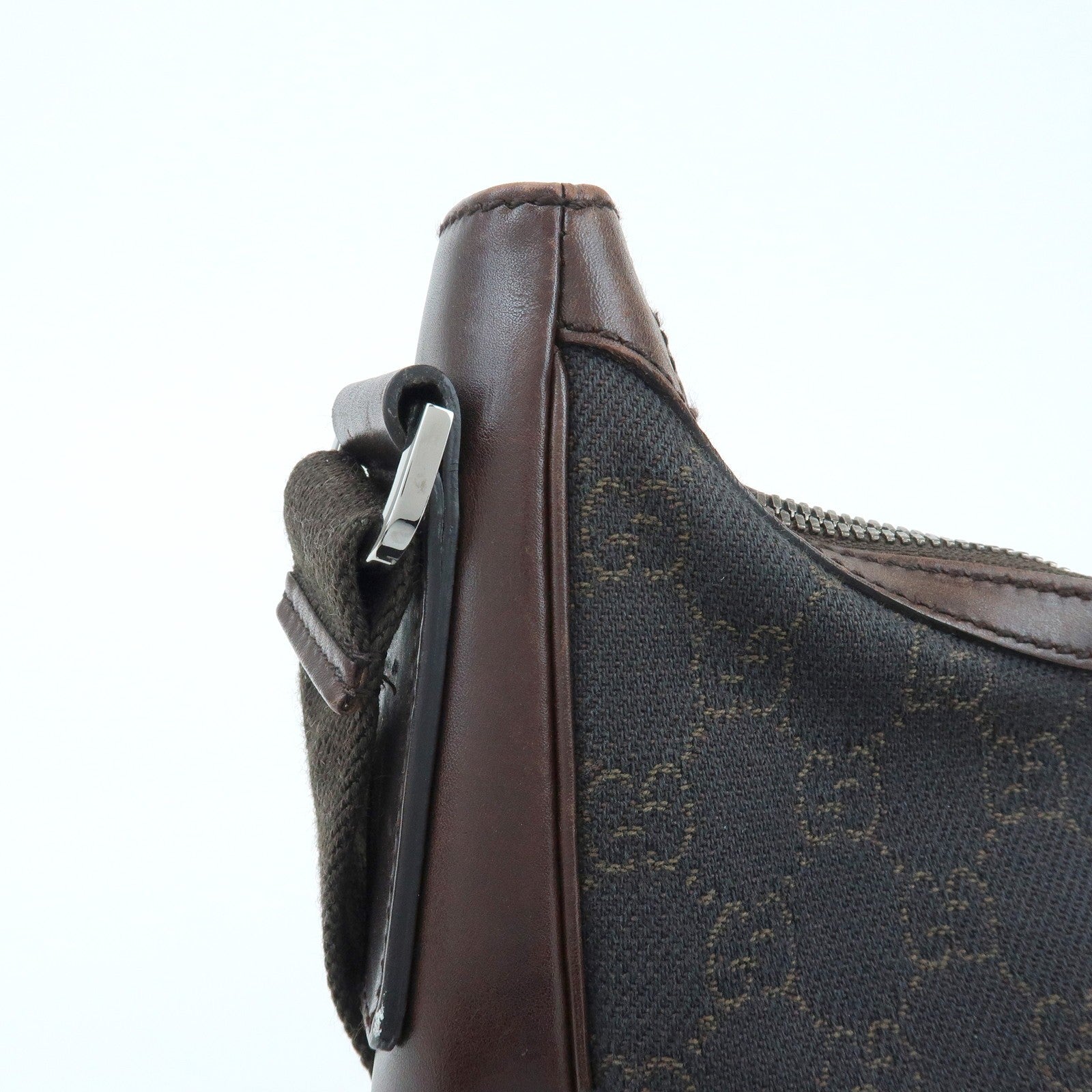 Gucci 101682 Shoulder Crossbody Bag - Dark Brown, GG Denim and Leather
