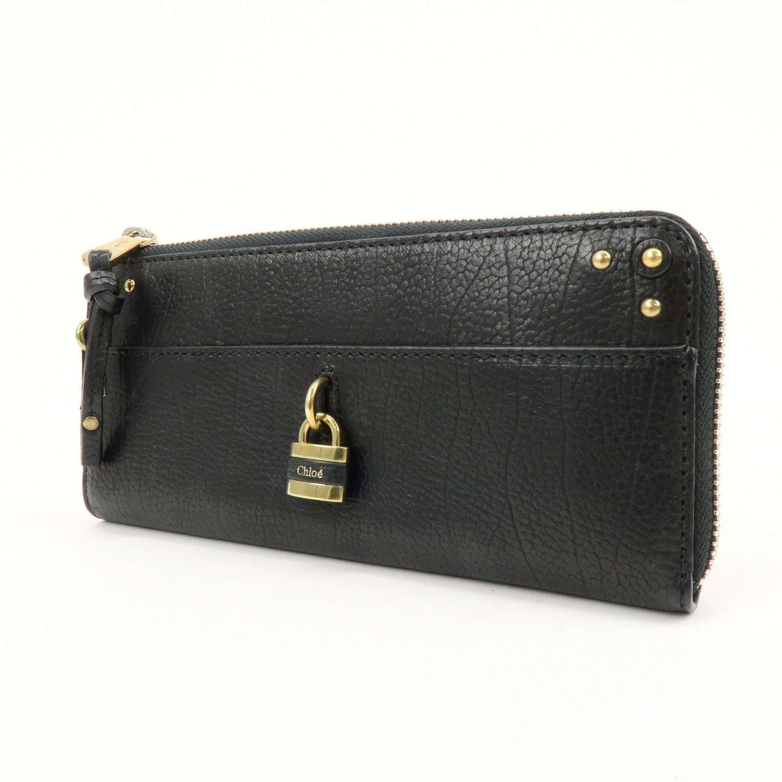 Chloe Aurora Studs Wallet - Black, Leather
