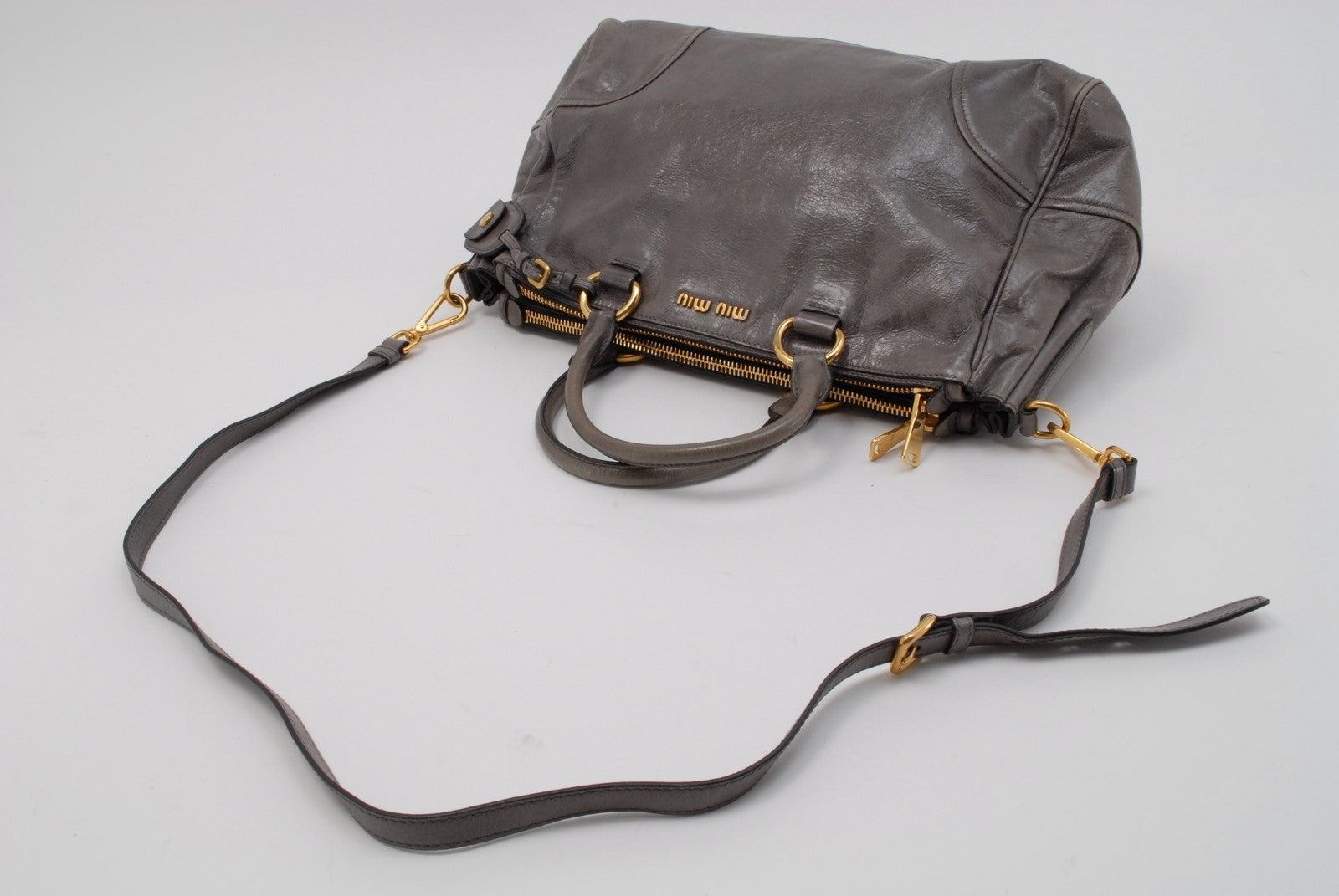 Miu Miu 2Way Satchel Handbag - Gray, Leather