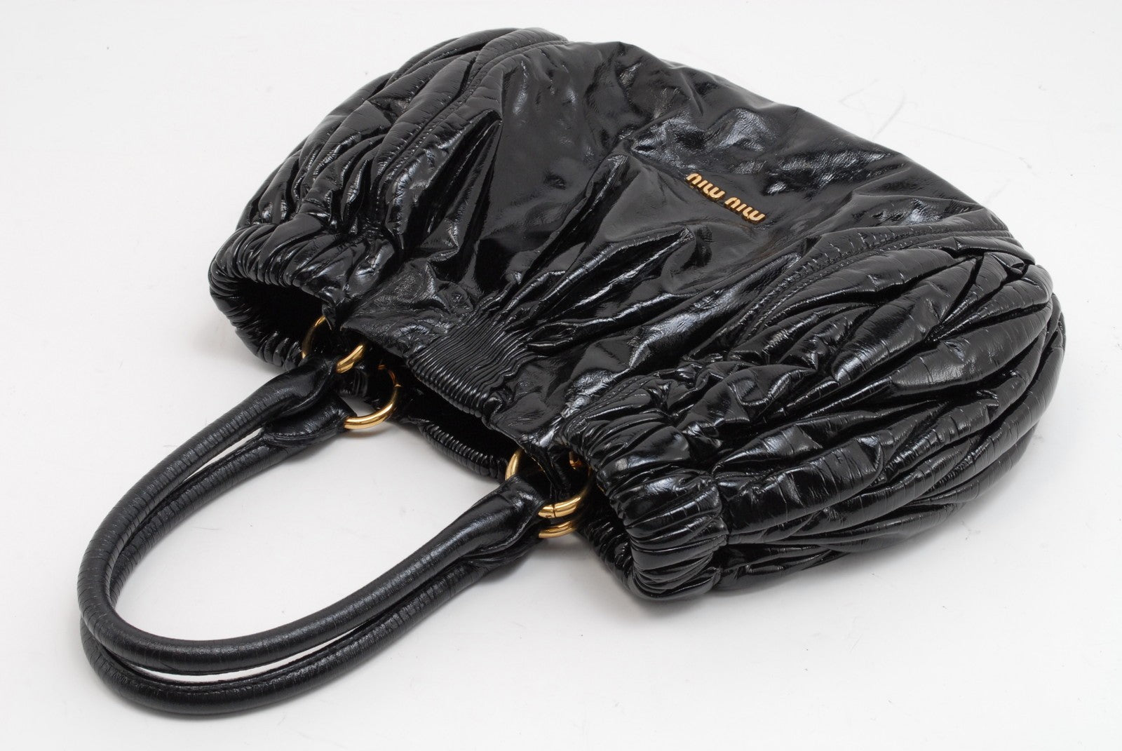 Miu Miu 142 Tote Shoulder Bag - Black, Patent Leather