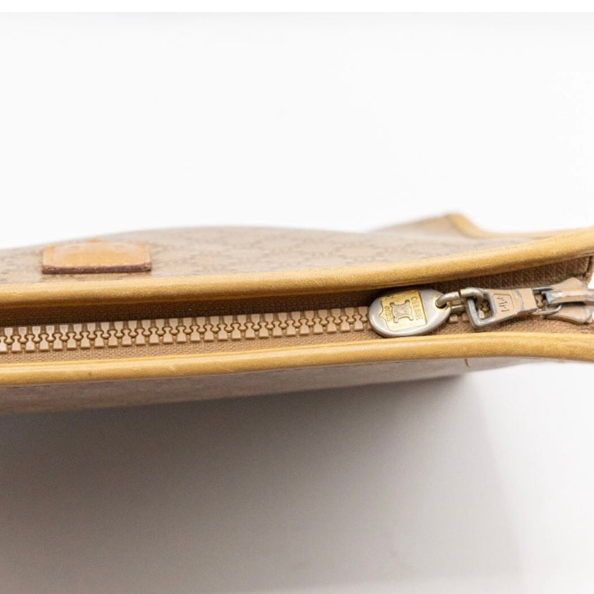 CELINE Macadam Clutch Bag- Leather PVC Beige, Gold