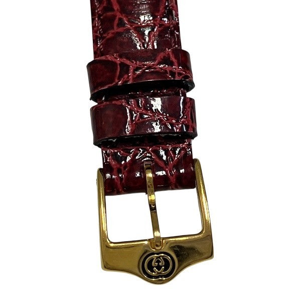 Gucci 2600L Quartz Rectangular Watch - Silver x Burgundy dial, GP