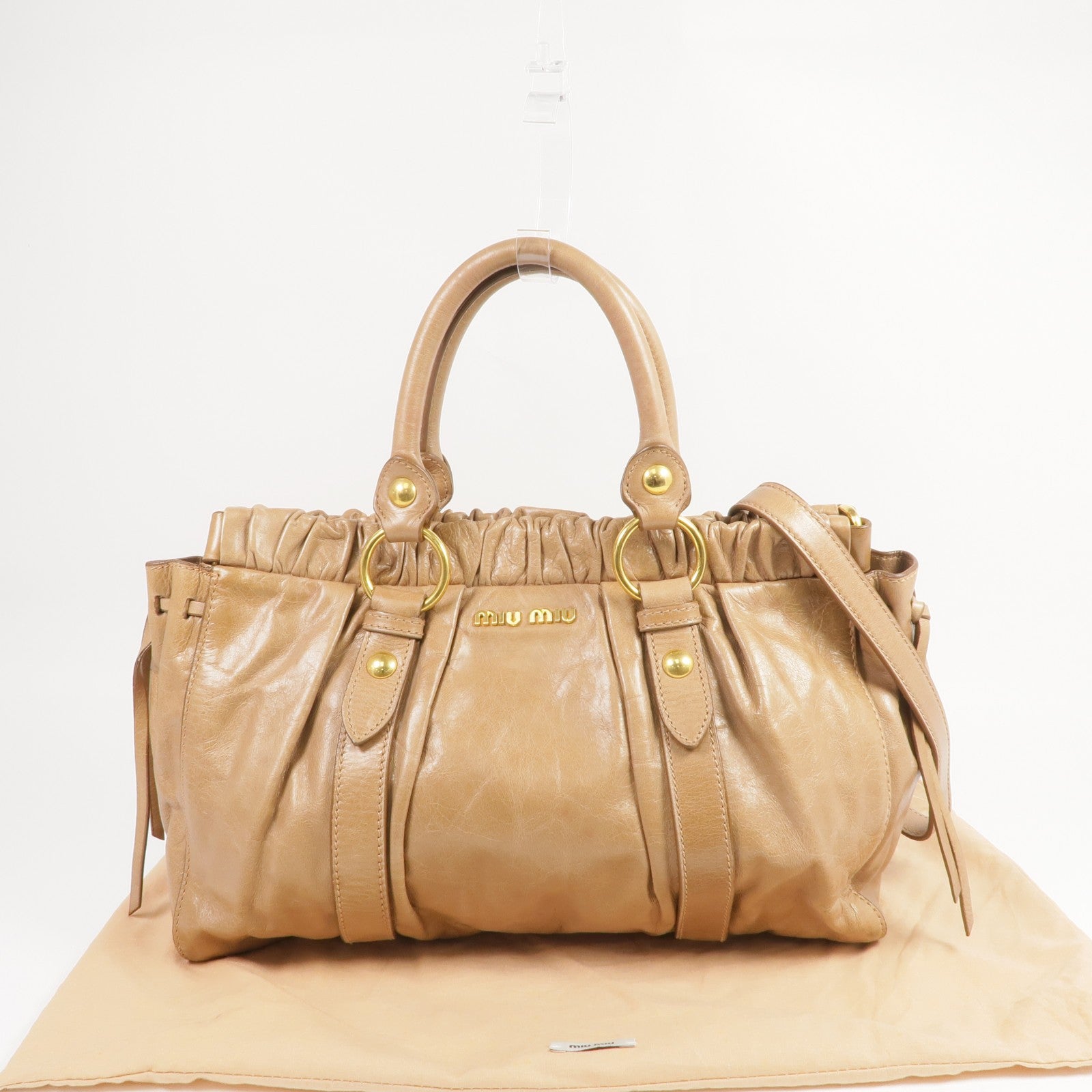 Miu Miu GHW 2 Way Shoulder Bag - Brown, Calfskin Leather 