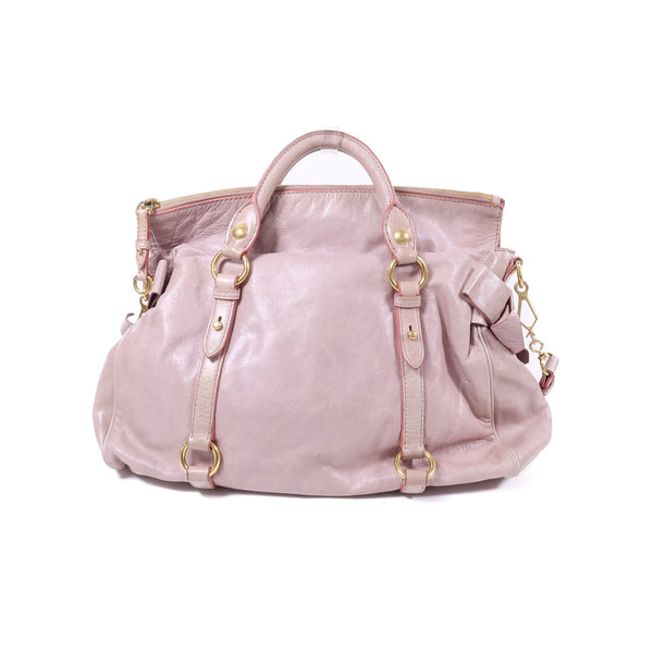 Miu Miu GHW Vitello Lux 2way Shoulder Bag - Pink, Calfskin Leather 