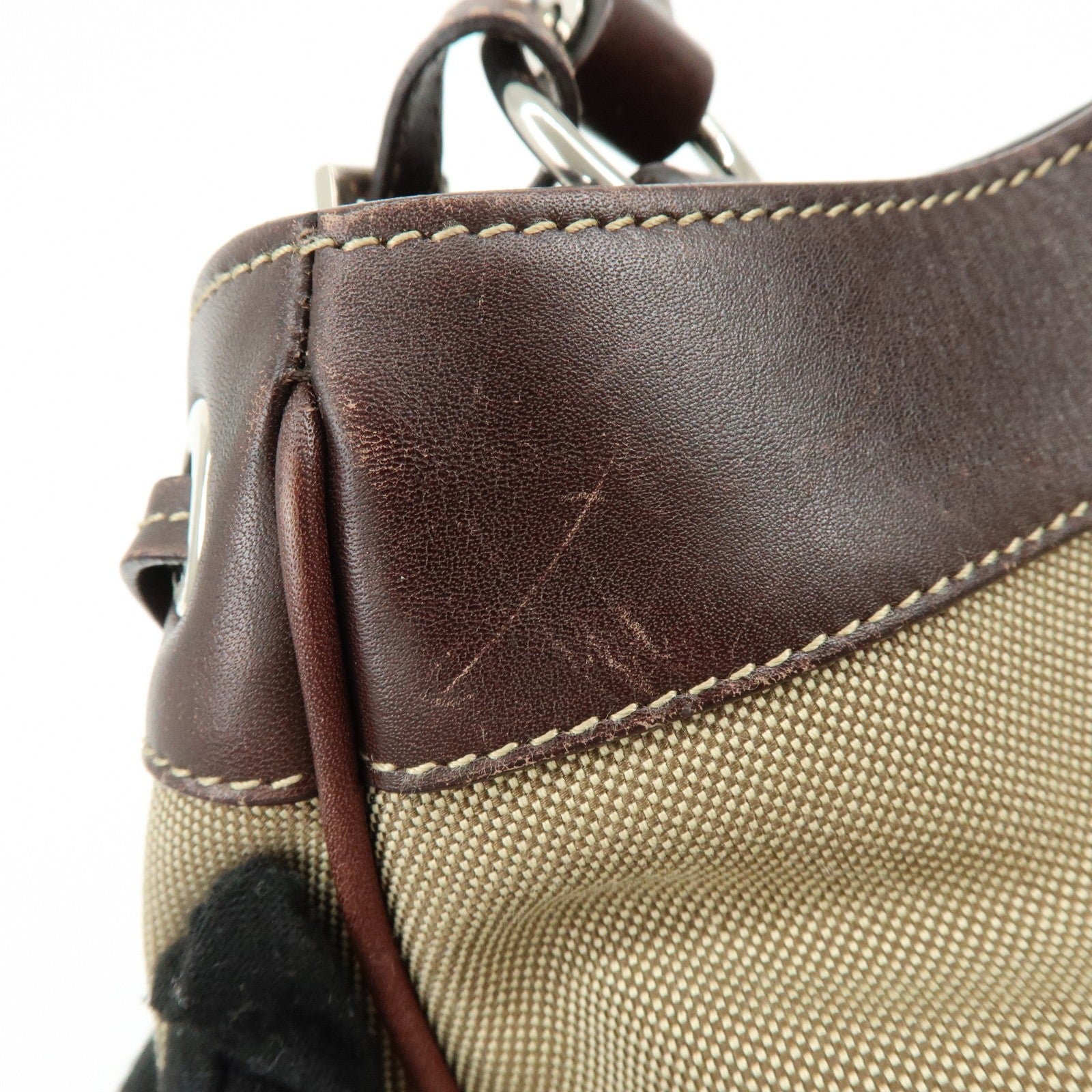 Prada Shoulder Bag - Beige, Canvas Leather