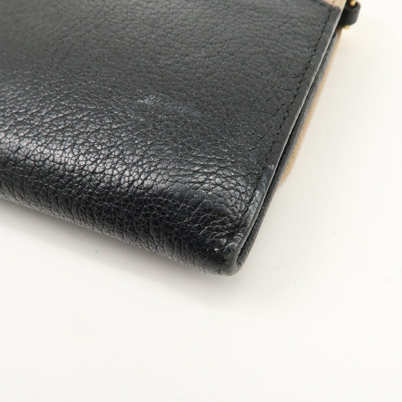 Miu Miu Madras Leather Chain Shoulder Wallet - Beige Black, Leather