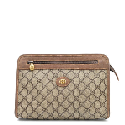 Gucci GG Supreme Monogram Clutch - Brown, PVC Leather