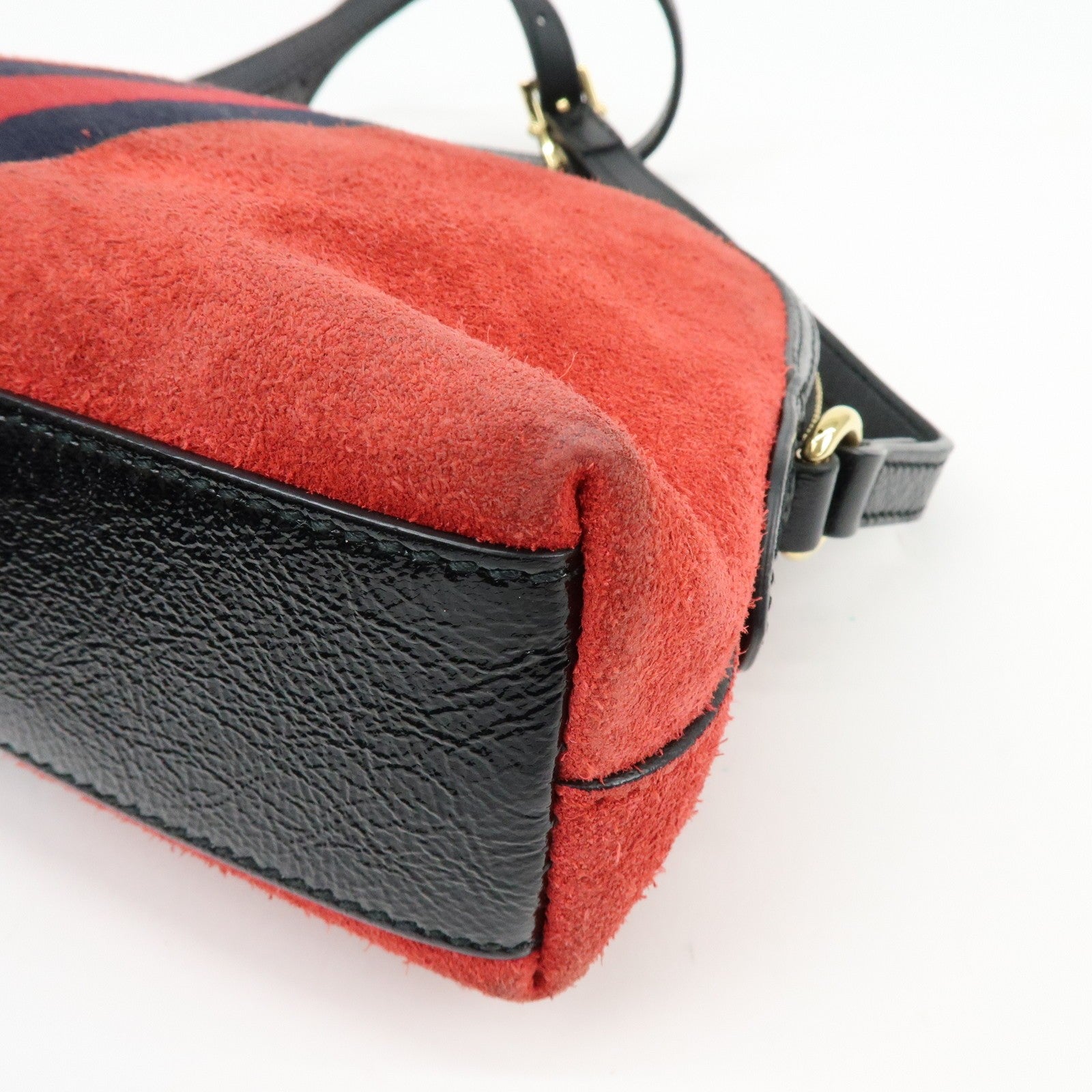 Gucci Suede Shoulder Crossbody Bag - Red Navy, Suede