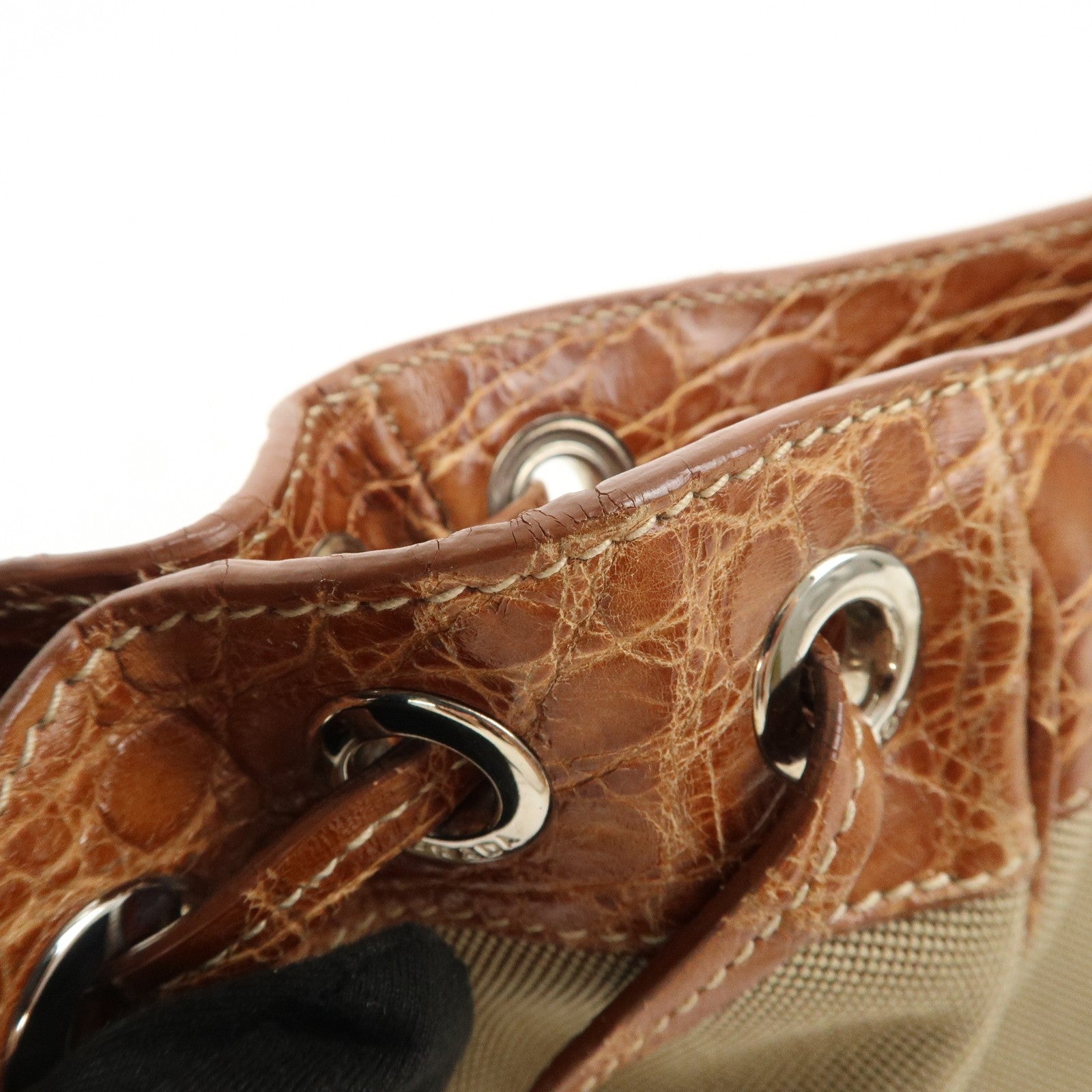 Prada Jacquard Shoulder Bag - Brown, Embossed Leather