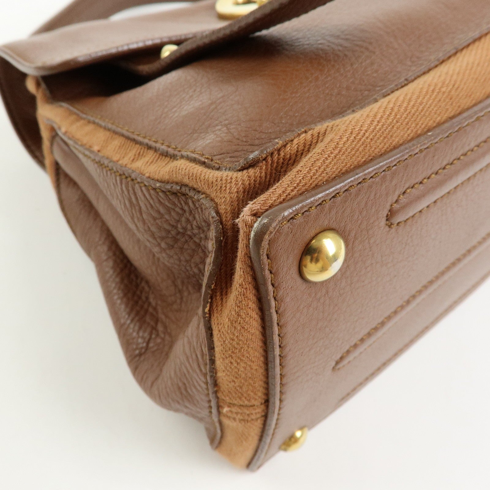 SAINT LAURENT PARIS Muse Two Leather Hand Bag Brown
