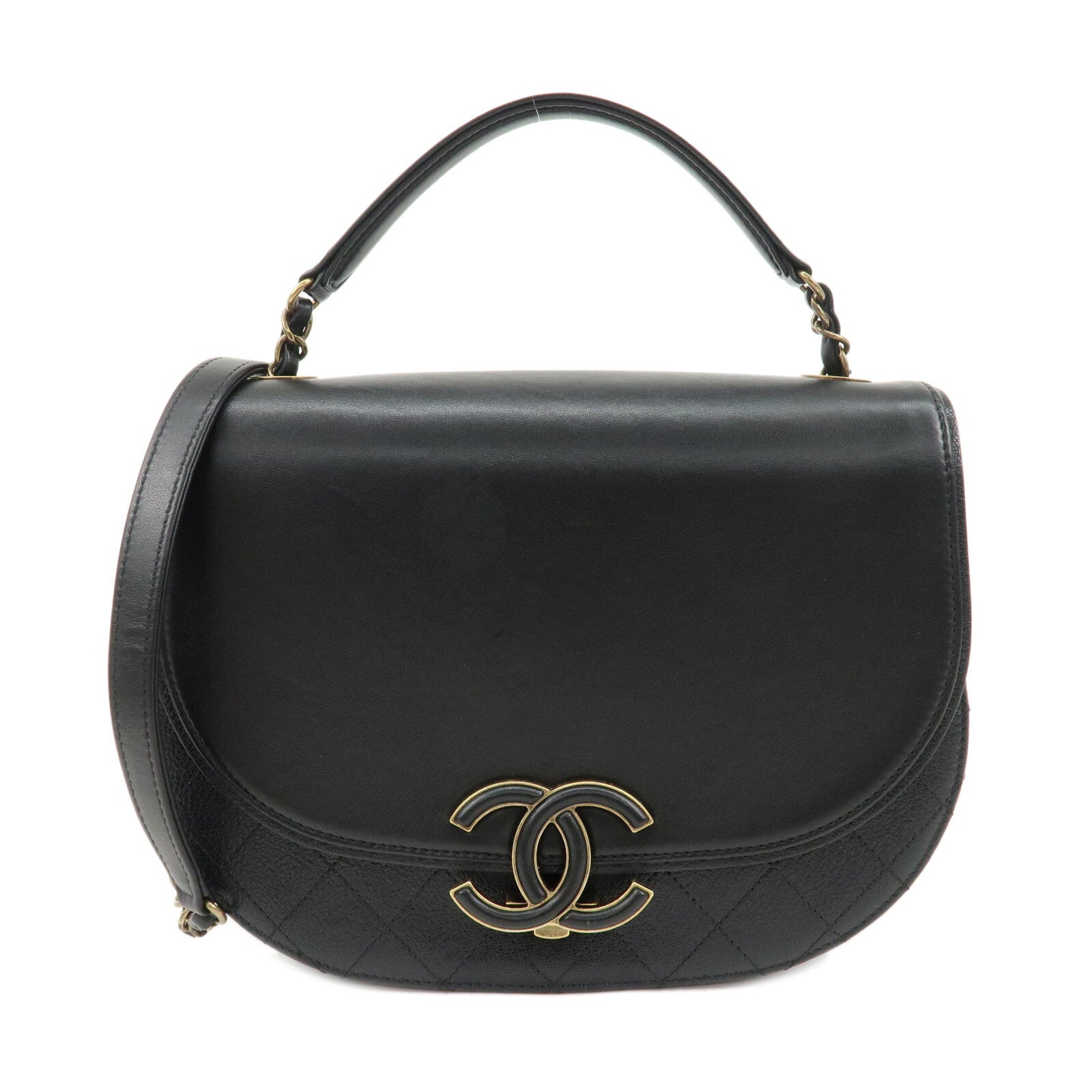 Chanel Matelasse 2 Way Hand Bag - Black, Lamb Skin