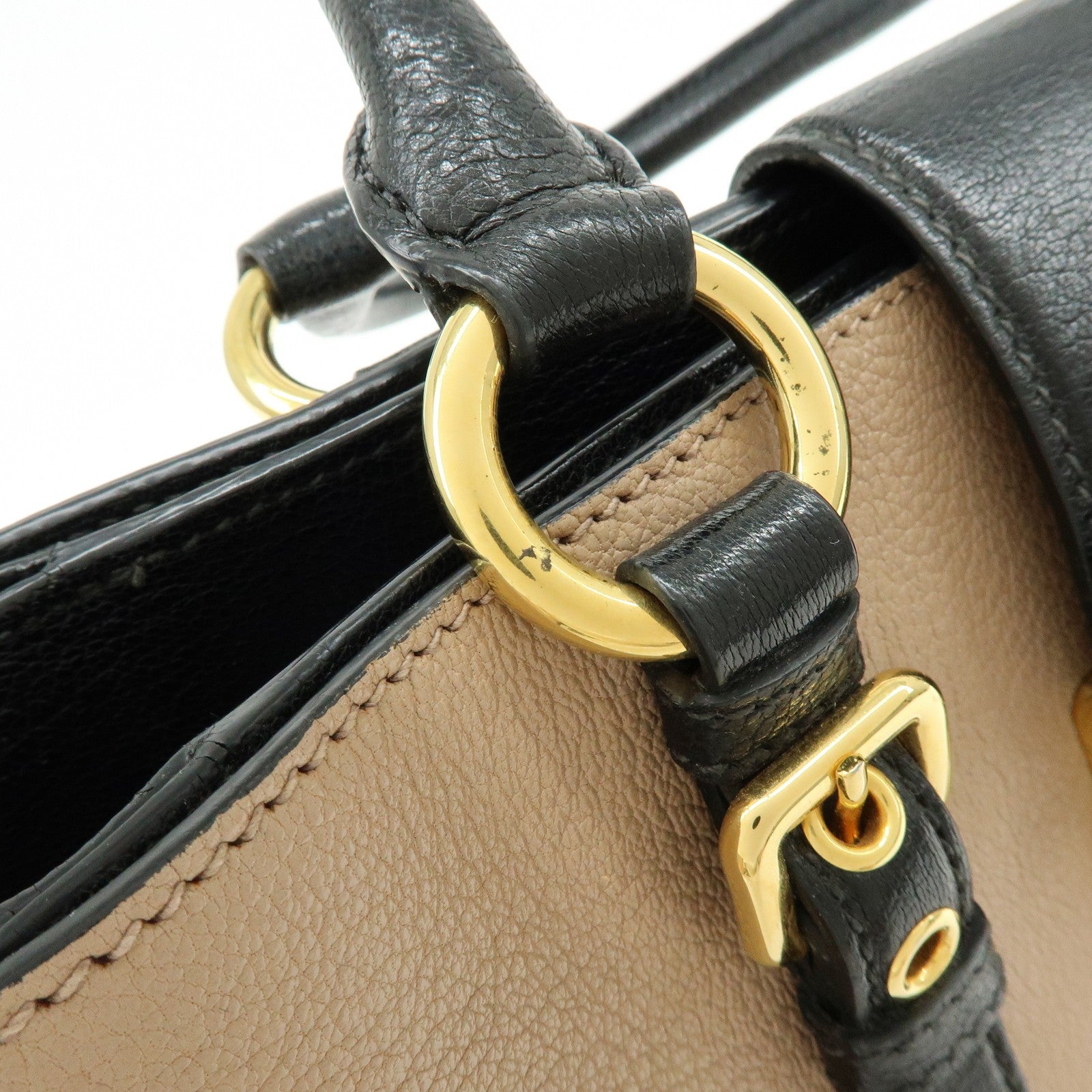 Miu Miu Hand Bag - Beige Black, Madras Leather