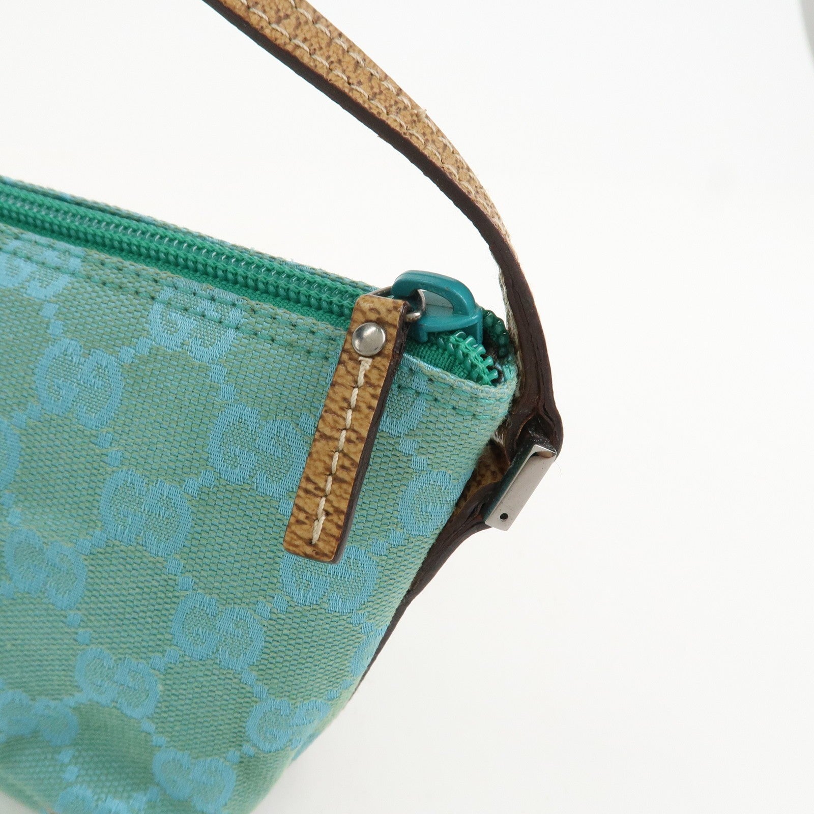 Gucci Boat Hand Bag - Light Blue, GG Canvas, Leather