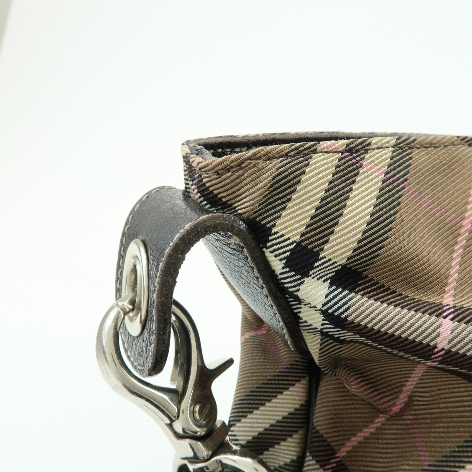 Burberry Nova Plaid Shoulder Bag - Brown, Canvas, Leather