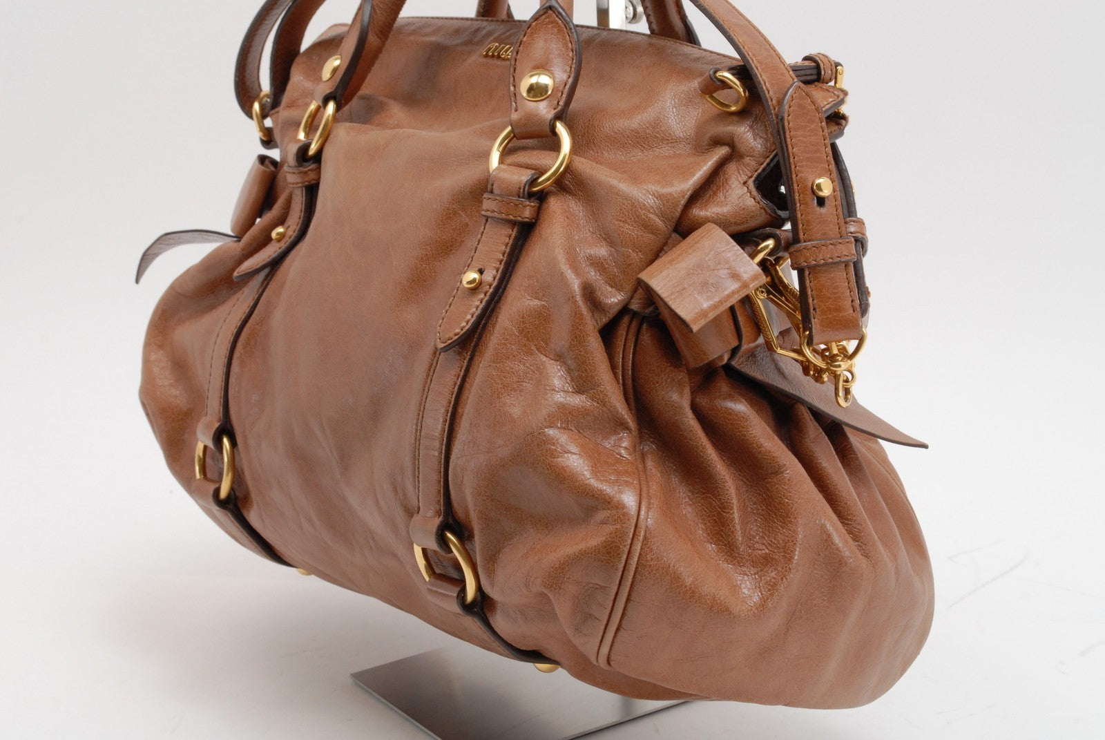 Miu Miu Vitello Lux 2Way Shoulder Hand Bag - Brown, Leather