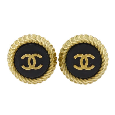 Chanel COCO Mark Earring - Black, Plated Gold