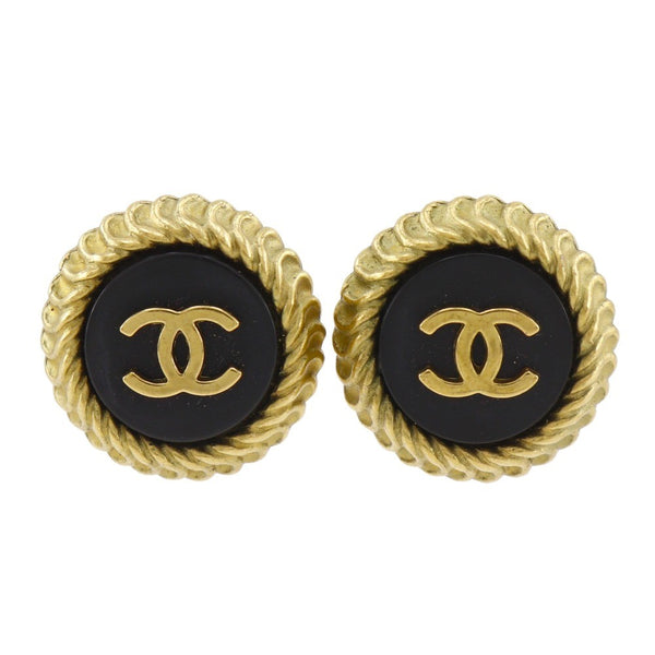Chanel COCO Mark Earring - Black, Plated Gold