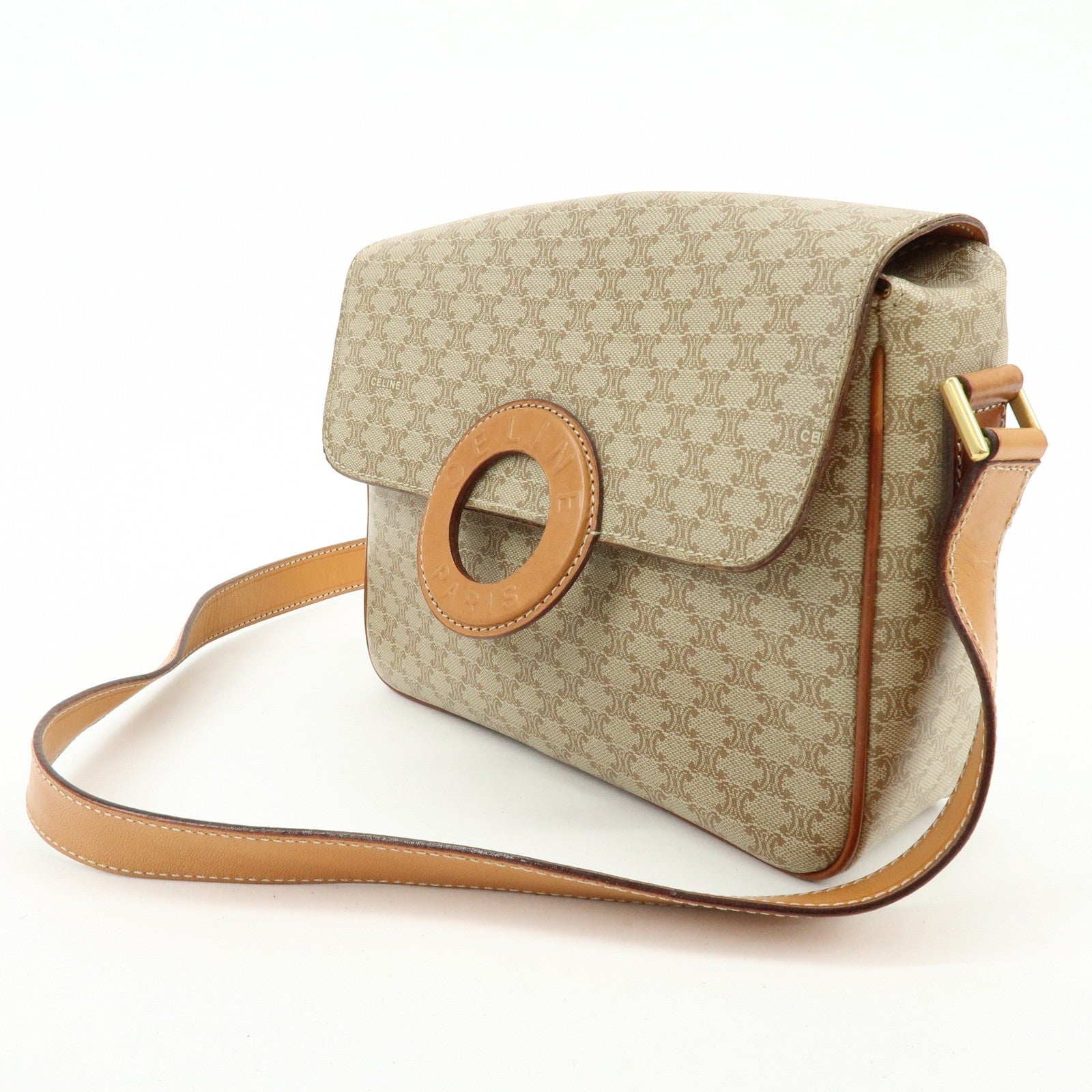 Celine Macadam Shoulder Bag - Beige, PVC Leather 