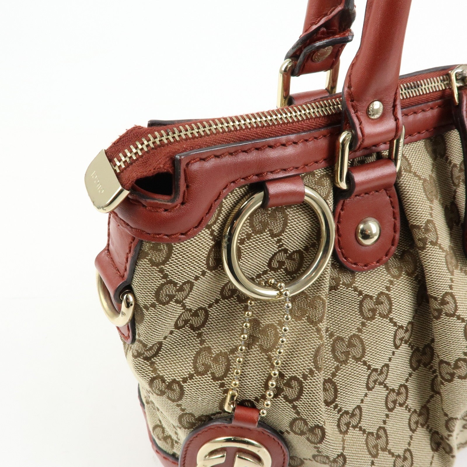 Gucci 2 Way Bag - Beige, Canvas Leather