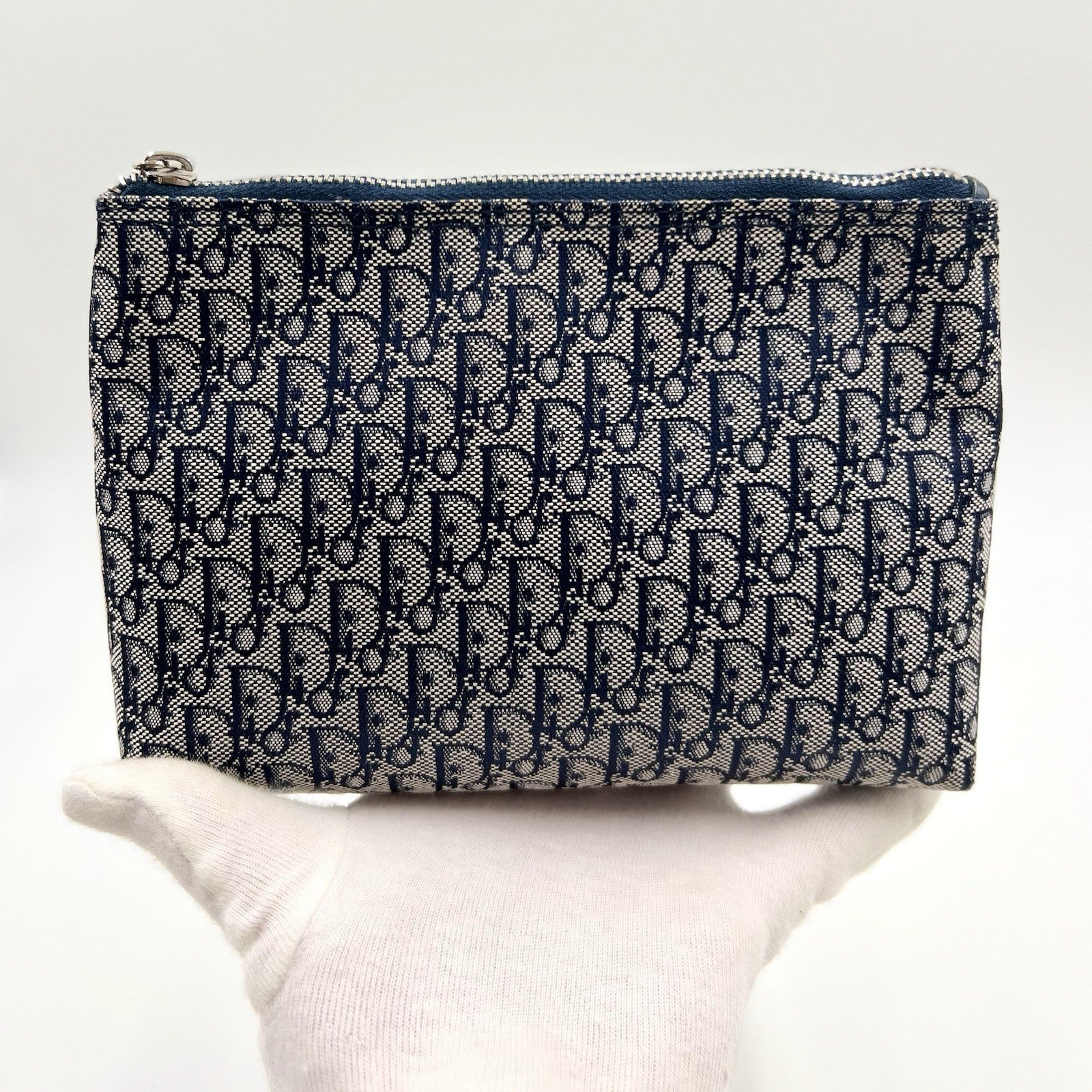 Christian Dior Trotter Mini Pouch Clutch Bag - Navy, Canvas