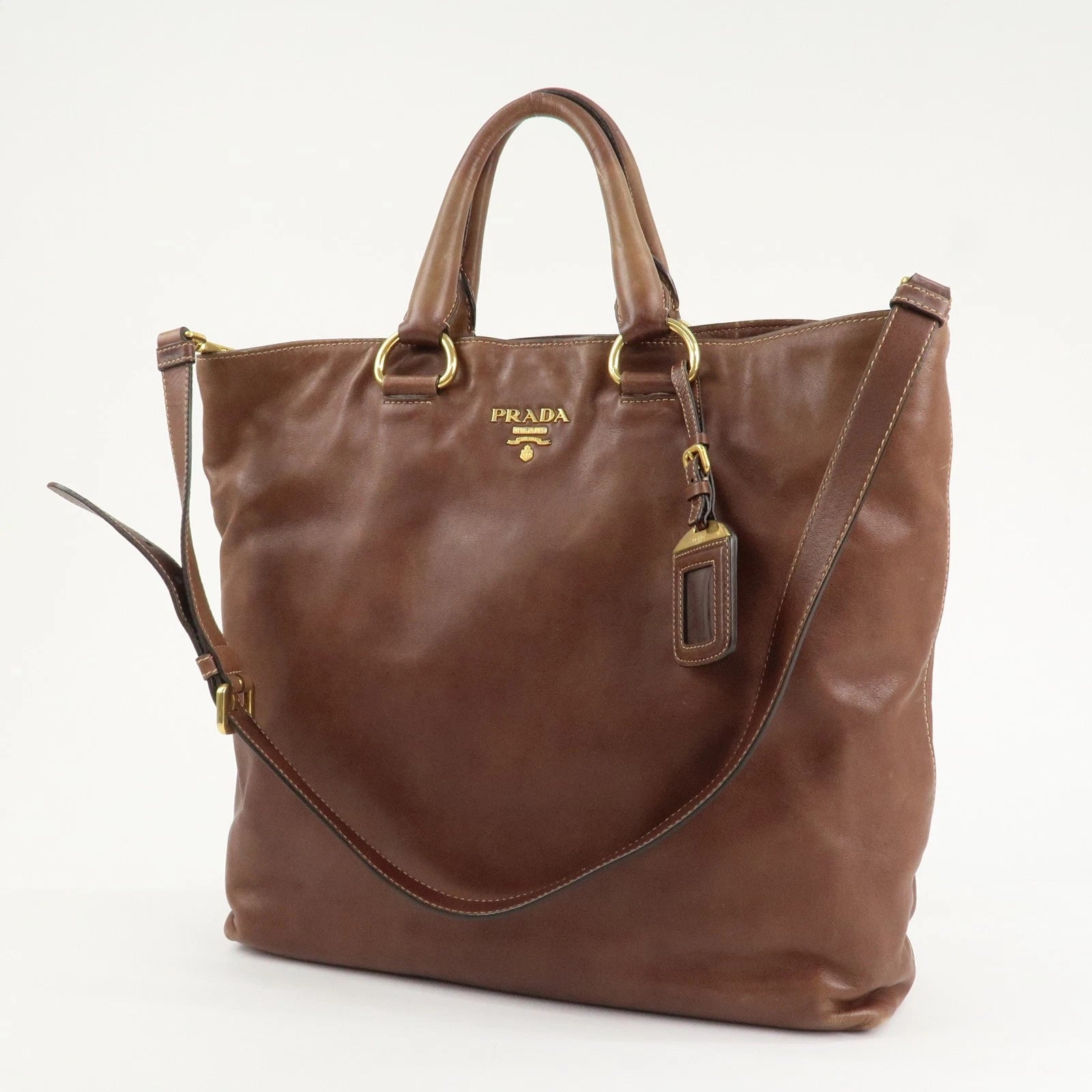 PRADA 2way Bag - Brown, Leather