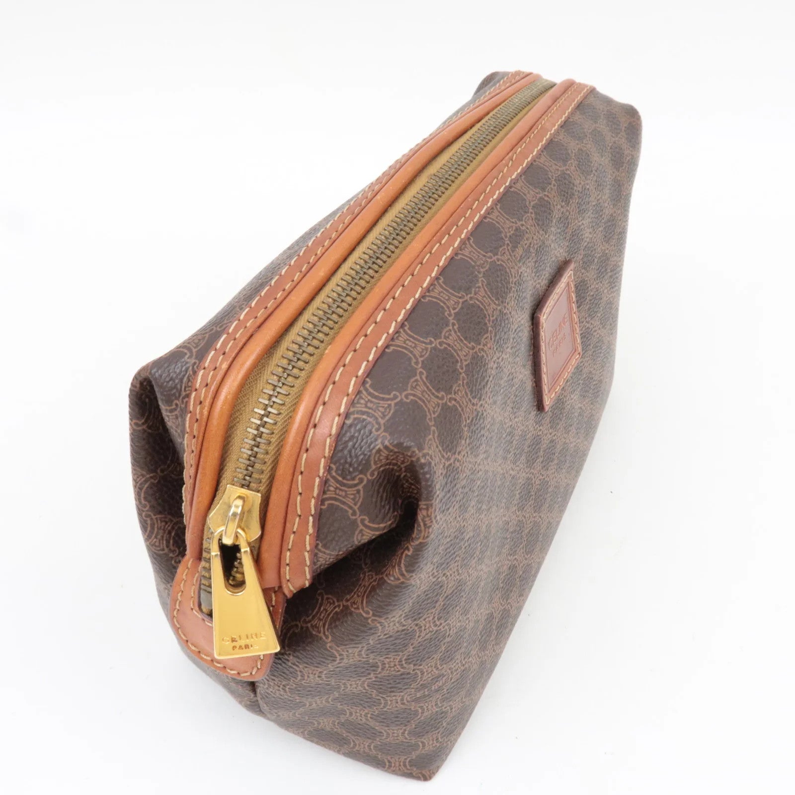 Celine Macadam Cosmetic Pouch - Brown, PVC Leather 