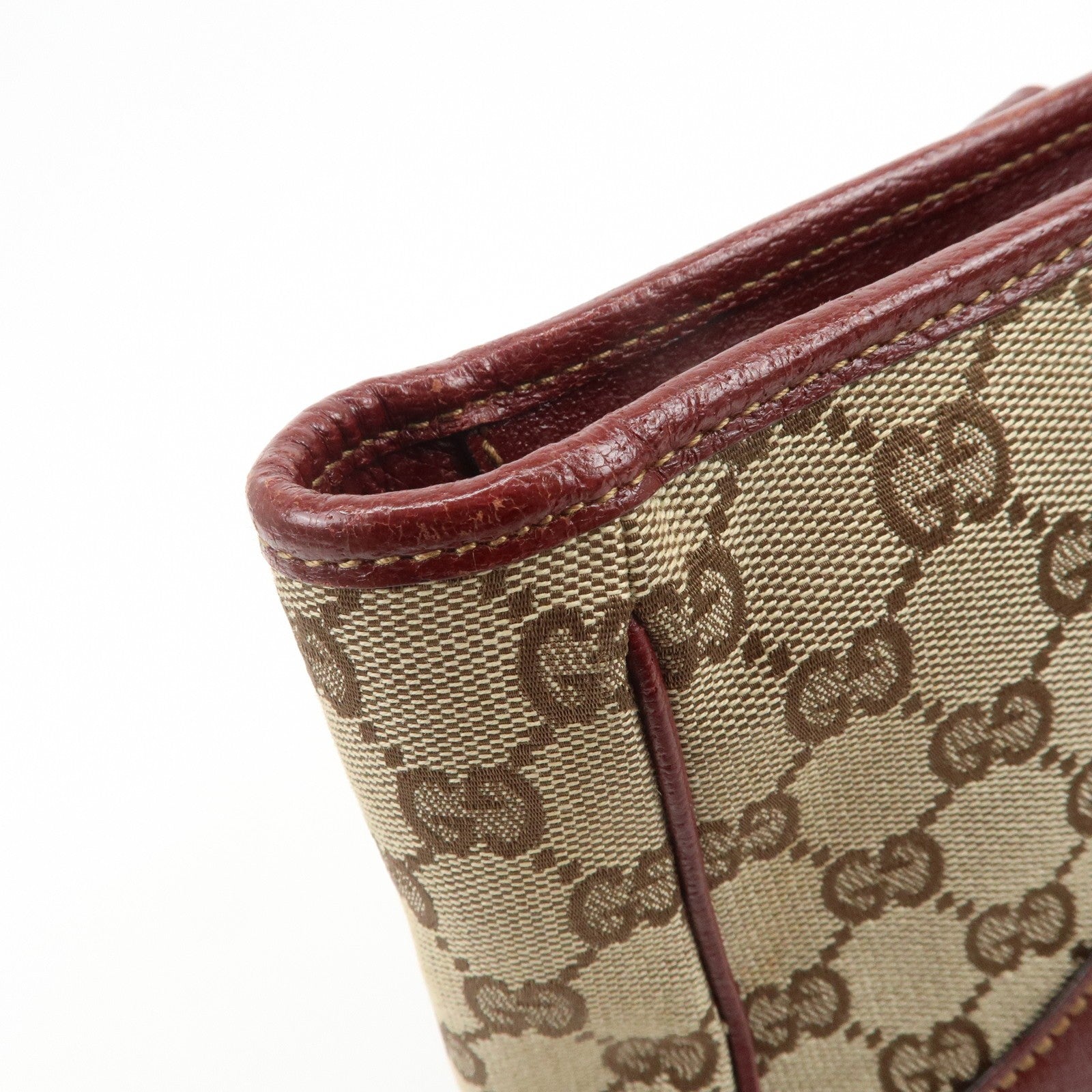 Gucci Tote Bag - Beige Bordeaux, GG Canvas Leather 