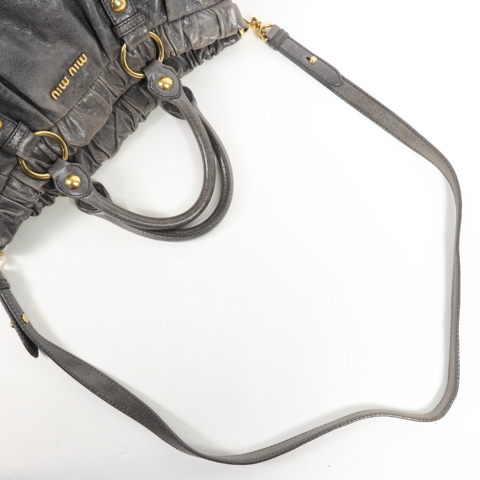 Miu Miu GHW Shoulder Bag - Grey, Calfskin Leather 