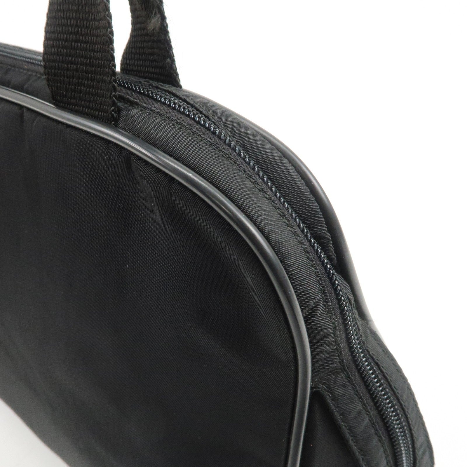 Prada Triangle Logo Hand Bag - Black, Nylon and Leather